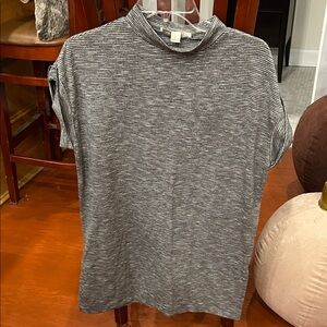 Forever 21 Gray Striped Mock Neck Top